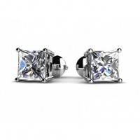 1.00 ct Princess Cut Cubic Zirconia Stud Earrings in Screw Back 1.00 ct Princess Cut Cubic Zirconia Stud Earrings in Screw Back